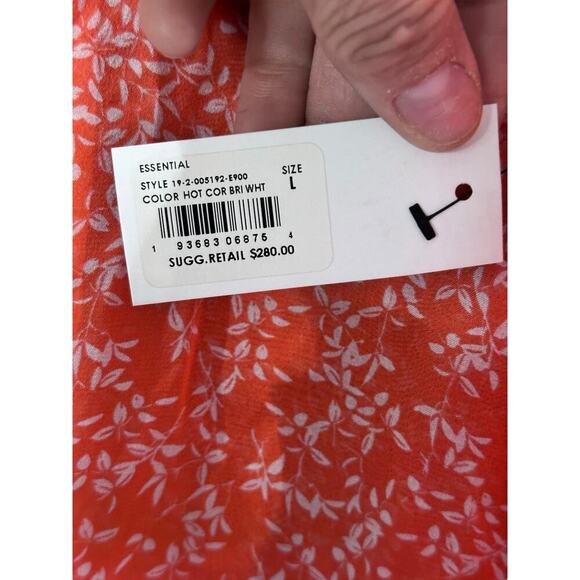 NWT Equipment Femme Women's Orange 100% Silk Button Down Shirt Top Size Large - Picture 7 of 7